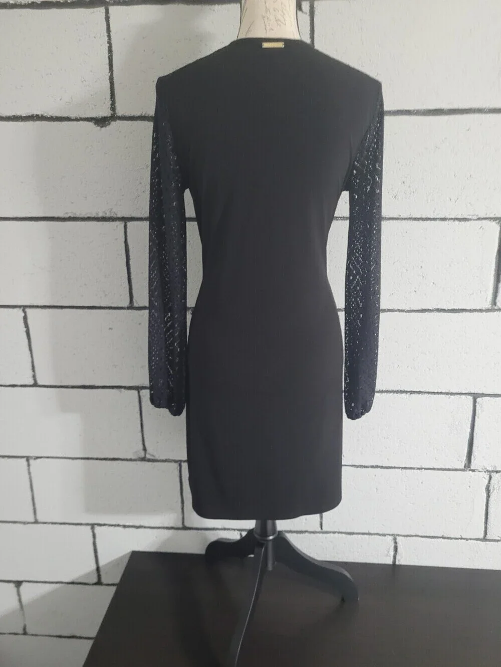 Micheal Kors Black Lace-Sleeve Dress Sz S